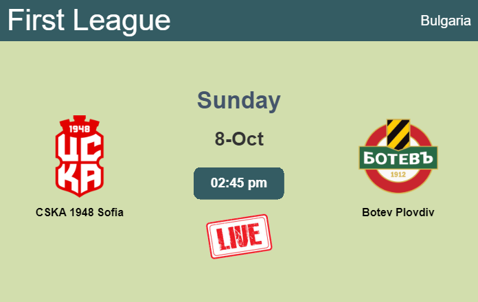 How to watch CSKA 1948 Sofia vs. Botev Plovdiv on live stream and at what time