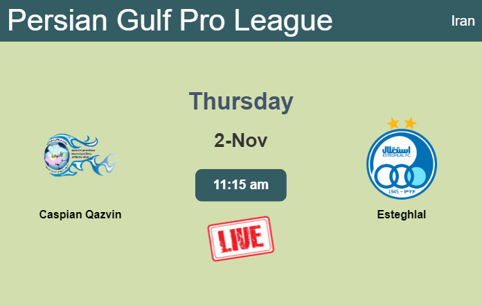 How to watch Caspian Qazvin vs. Esteghlal on live stream and at what time