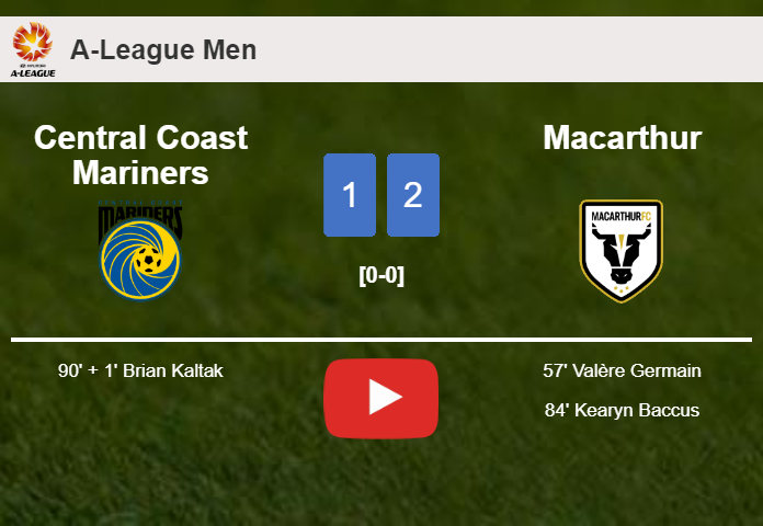 Macarthur clutches a 2-1 win against Central Coast Mariners. HIGHLIGHTS