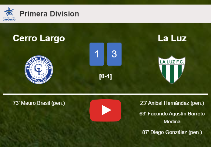 La Luz tops Cerro Largo 3-1. HIGHLIGHTS