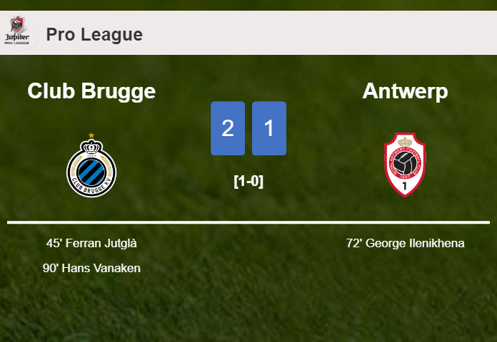 Club Brugge seizes a 2-1 win against Antwerp