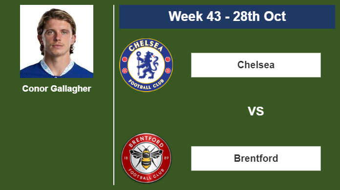 FANTASY PREMIER LEAGUE. Conor Gallagher stats before the match vs Brentford on Saturday 28th of October for the 43rd week.