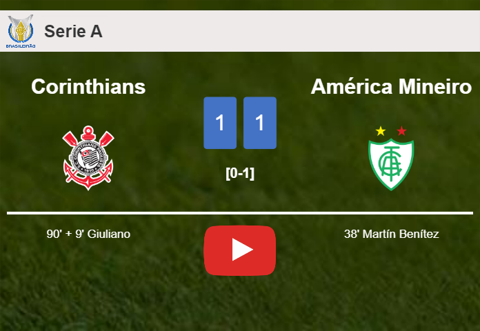 Corinthians snatches a draw against América Mineiro. HIGHLIGHTS