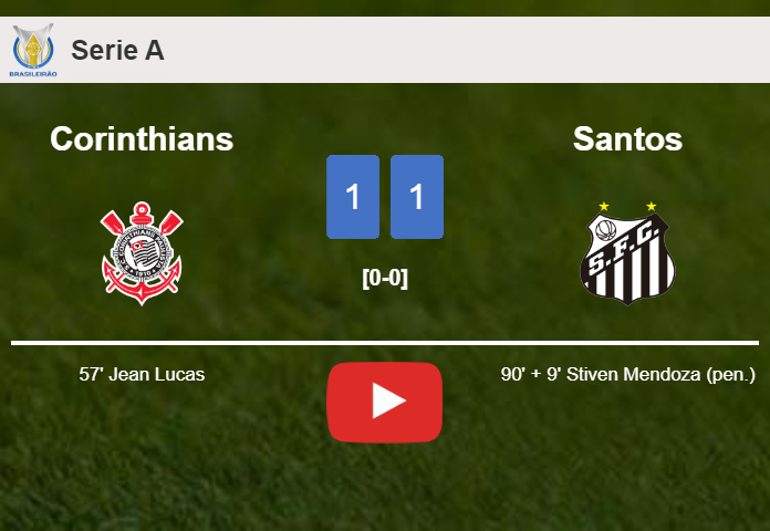 Santos snatches a draw against Corinthians. HIGHLIGHTS