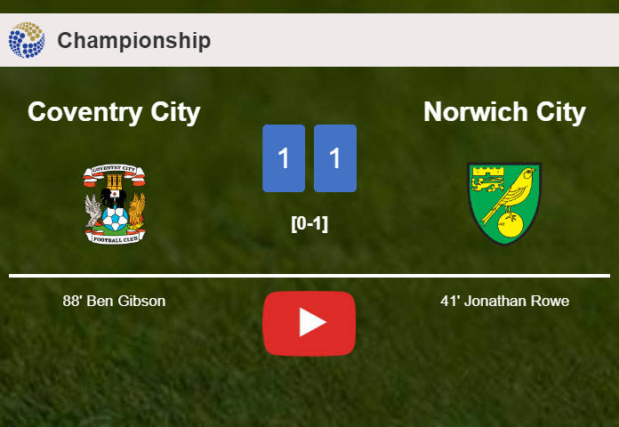 Coventry City clutches a draw against Norwich City. HIGHLIGHTS