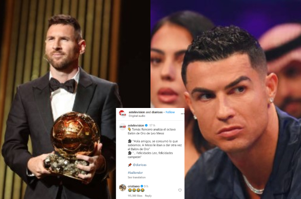 Cristiano Ronaldo Laughs On A Post Which Targetted Messi On Stealing Ballon D'or