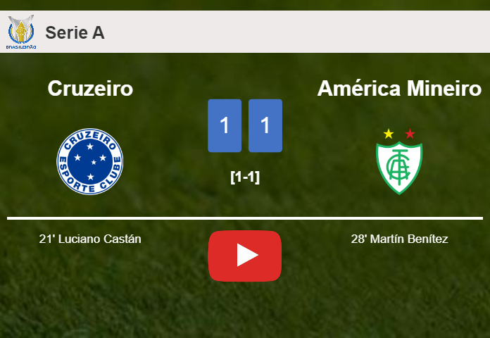 Cruzeiro and América Mineiro draw 1-1 on Sunday. HIGHLIGHTS