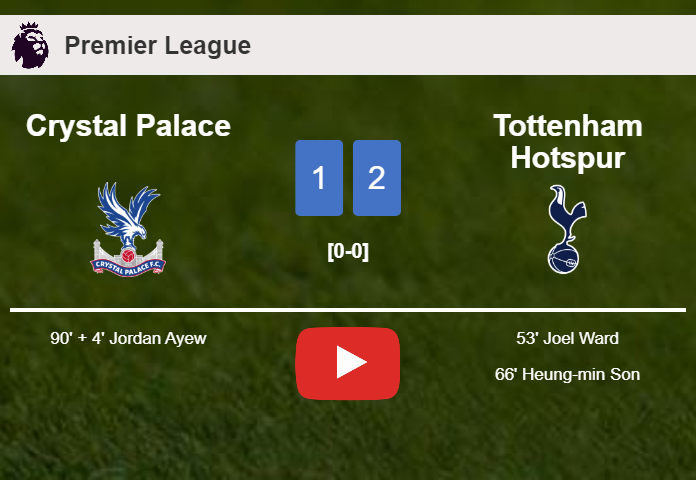Tottenham Hotspur seizes a 2-1 win against Crystal Palace. HIGHLIGHTS