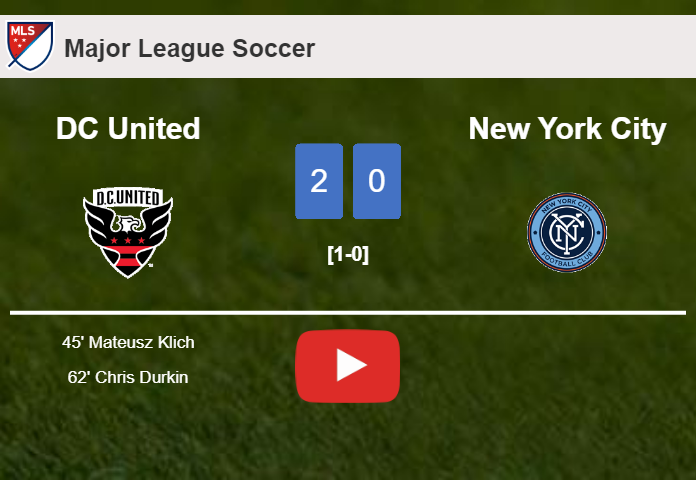 DC United prevails over New York City 2-0 on Sunday. HIGHLIGHTS