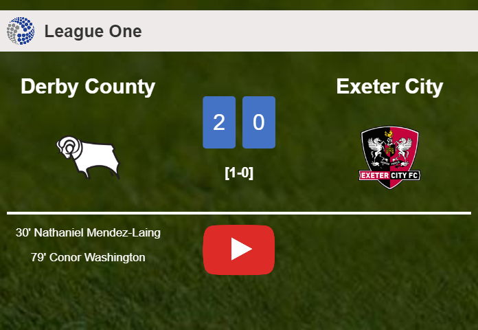 Derby County surprises Exeter City with a 2-0 win. HIGHLIGHTS