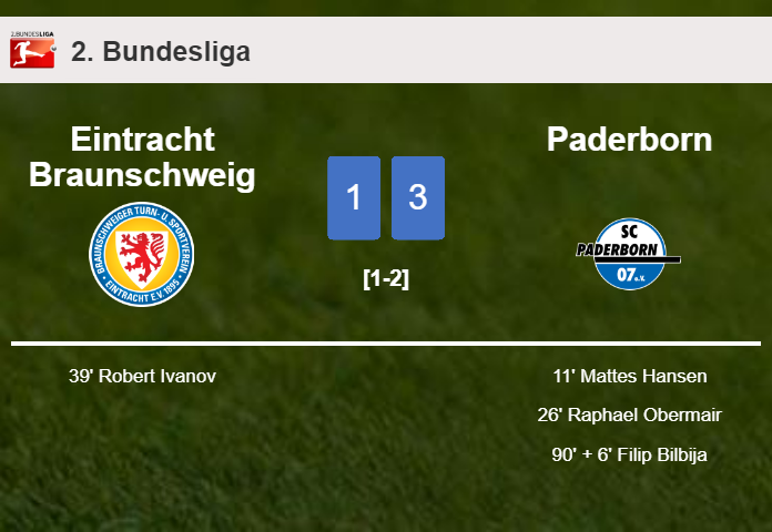 Paderborn prevails over Eintracht Braunschweig 3-1