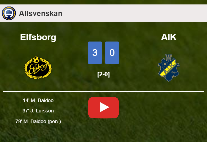 Elfsborg estinguishes AIK with 2 goals from M. Baidoo. HIGHLIGHTS