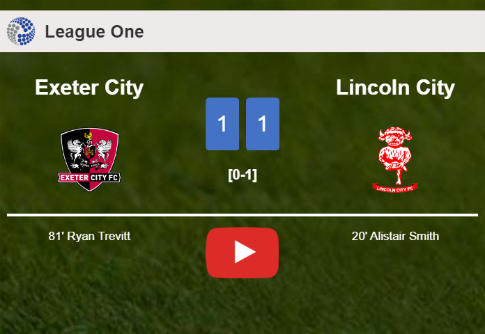 Exeter City and Lincoln City draw 1-1 on Saturday. HIGHLIGHTS