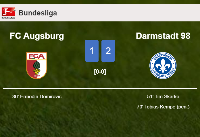 Darmstadt 98 seizes a 2-1 win against FC Augsburg