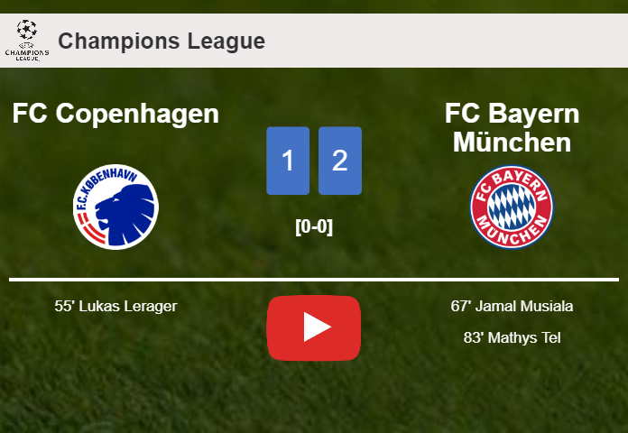 FC Bayern München recovers a 0-1 deficit to beat FC Copenhagen 2-1. HIGHLIGHTS