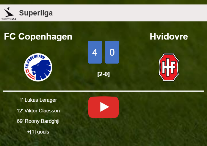 FC Copenhagen crushes Hvidovre 4-0 with an outstanding performance. HIGHLIGHTS
