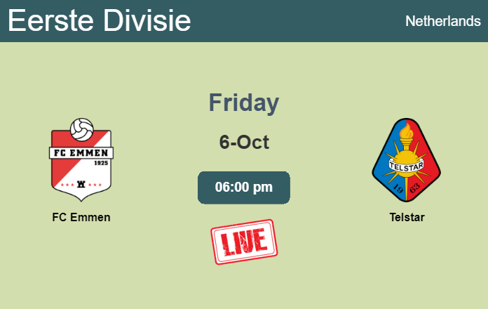 How to watch FC Emmen vs. Telstar on live stream and at what time