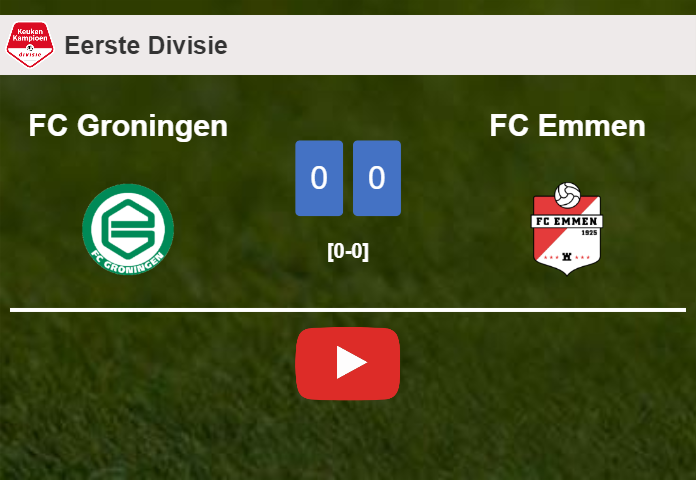 FC Groningen draws 0-0 with FC Emmen on Monday. HIGHLIGHTS