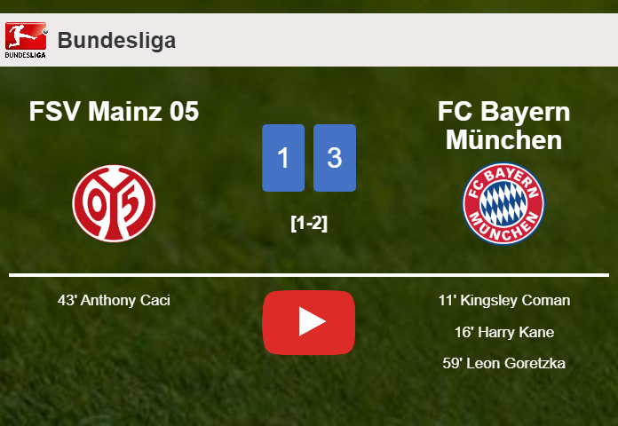 FC Bayern München prevails over FSV Mainz 05 3-1. HIGHLIGHTS