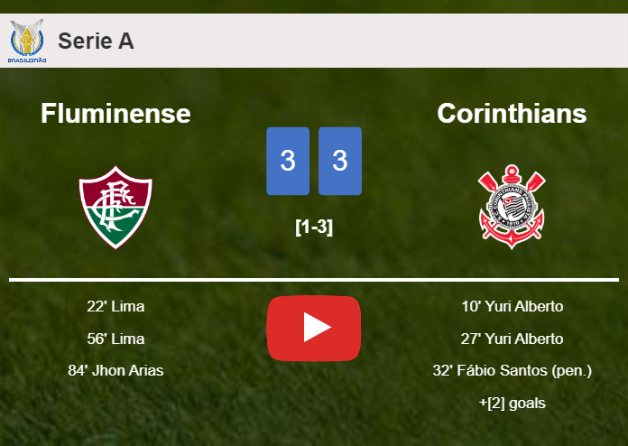 Fluminense and Corinthians draws a crazy match 3-3 on Thursday. HIGHLIGHTS