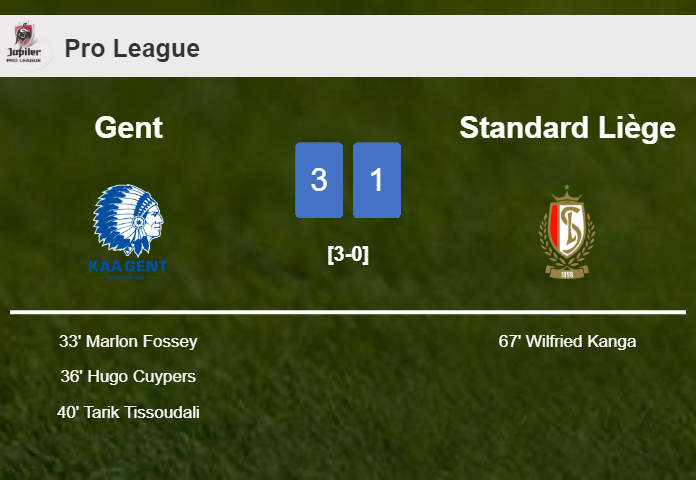 Gent conquers Standard Liège 3-1