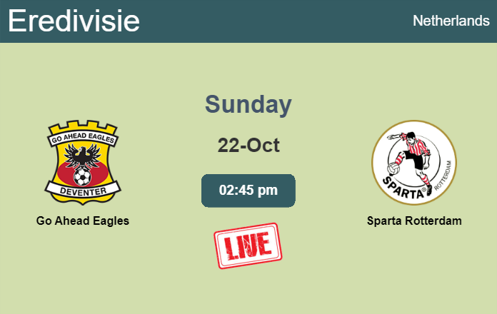 How to watch Go Ahead Eagles vs. Sparta Rotterdam on live stream and at what time