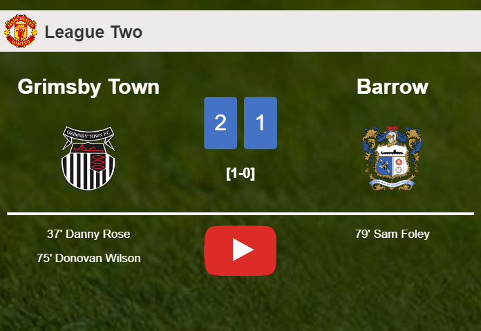 Grimsby Town conquers Barrow 2-1. HIGHLIGHTS