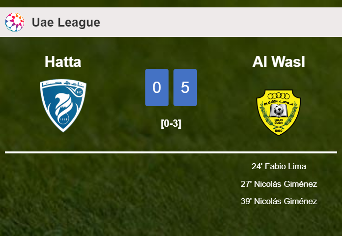 Al Wasl tops Hatta 5-0 after playing a incredible match