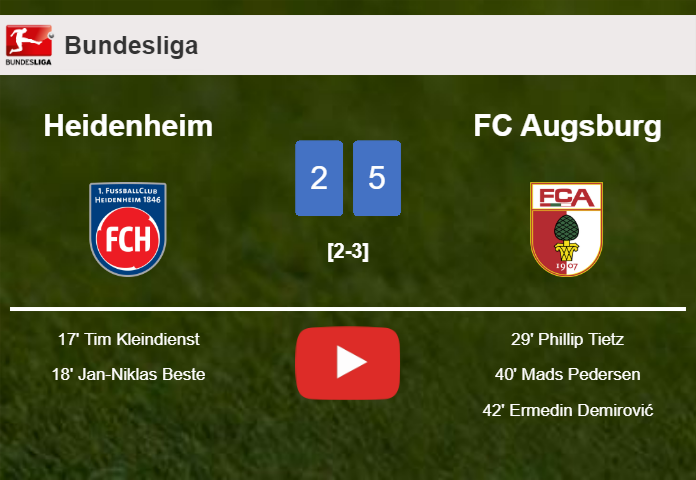 FC Augsburg beats Heidenheim 5-2 after playing a incredible match. HIGHLIGHTS