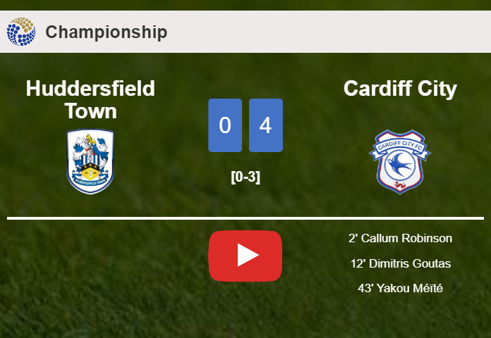 Cardiff City beats Huddersfield Town 4-0 after playing a incredible match. HIGHLIGHTS