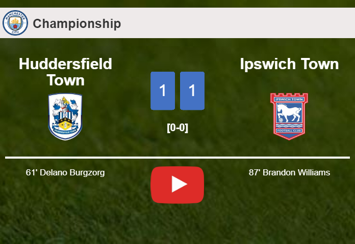 Ipswich Town clutches a draw against Huddersfield Town. HIGHLIGHTS