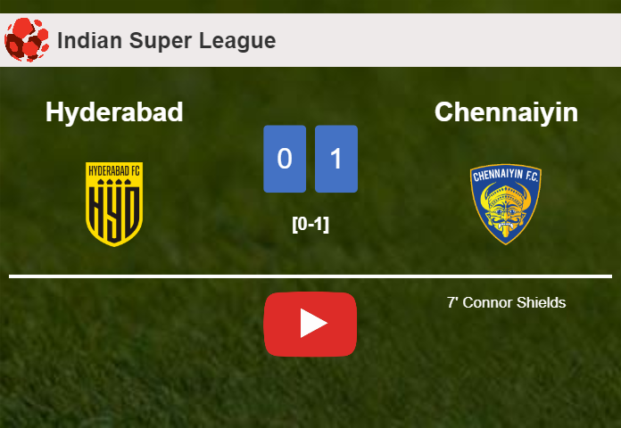 Chennaiyin overcomes Hyderabad 1-0 with a goal scored by C. Shields. HIGHLIGHTS