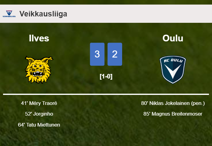 Ilves tops Oulu 3-2