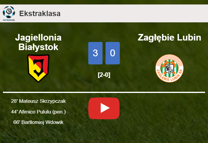 Jagiellonia Białystok prevails over Zagłębie Lubin 3-0. HIGHLIGHTS