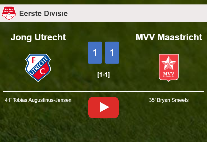 Jong Utrecht and MVV Maastricht draw 1-1 on Monday. HIGHLIGHTS