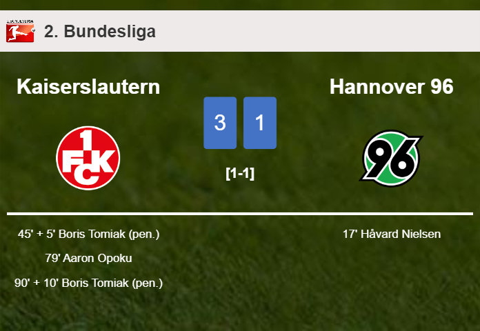 Kaiserslautern overcomes Hannover 96 3-1 with 2 goals from B. Tomiak