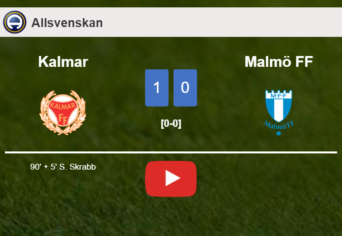 Kalmar beats Malmö FF 1-0 with a late goal scored by S. Skrabb. HIGHLIGHTS