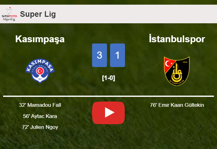 Kasımpaşa tops İstanbulspor 3-1. HIGHLIGHTS