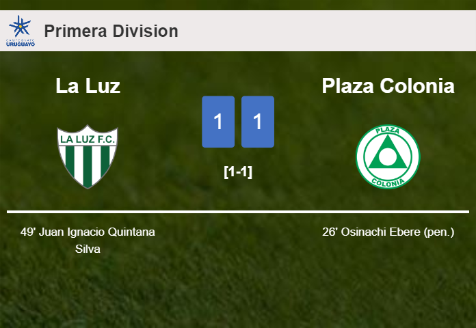 La Luz and Plaza Colonia draw 1-1 on Sunday