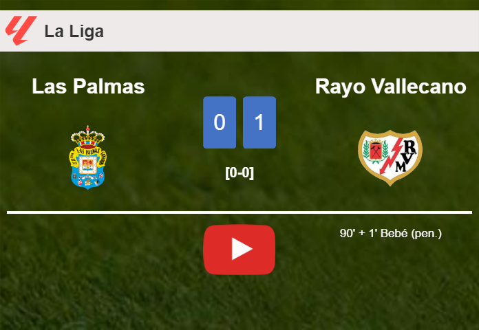 Rayo Vallecano tops Las Palmas 1-0 with a late goal scored by Bebé. HIGHLIGHTS