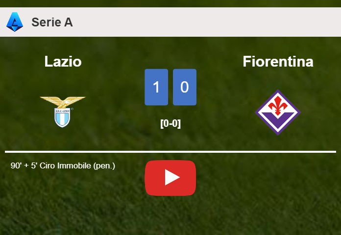 Lazio prevails over Fiorentina 1-0 with a late goal scored by C. Immobile. HIGHLIGHTS