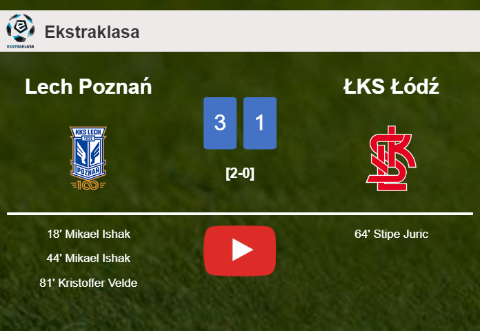 Lech Poznań beats ŁKS Łódź 3-1. HIGHLIGHTS