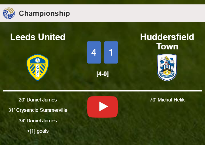 Leeds United destroys Huddersfield Town 4-1 with an outstanding performance. HIGHLIGHTS