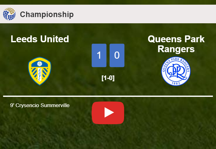 Leeds United tops Queens Park Rangers 1-0 with a goal scored by C. Summerville. HIGHLIGHTS
