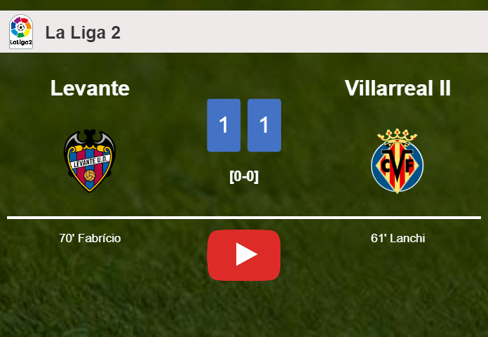 Levante and Villarreal II draw 1-1 on Tuesday. HIGHLIGHTS