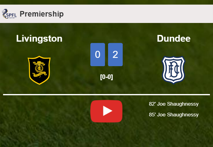 J. Shaughnessy scores 2 goals to give a 2-0 win to Dundee over Livingston. HIGHLIGHTS