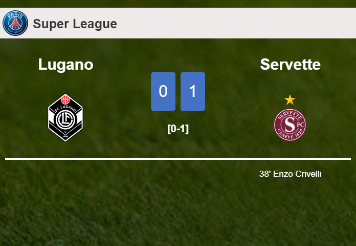 Servette defeats Lugano 1-0 with a goal scored by E. Crivelli