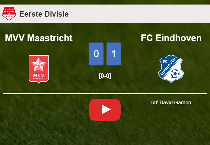 FC Eindhoven defeats MVV Maastricht 1-0 with a goal scored by D. Garden. HIGHLIGHTS