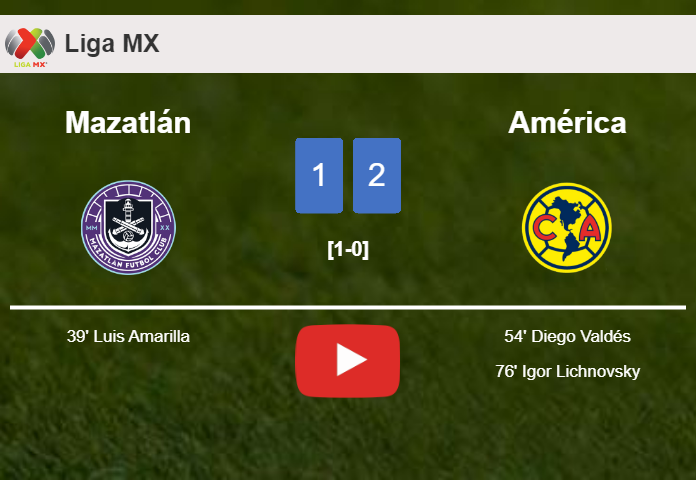América recovers a 0-1 deficit to conquer Mazatlán 2-1. HIGHLIGHTS