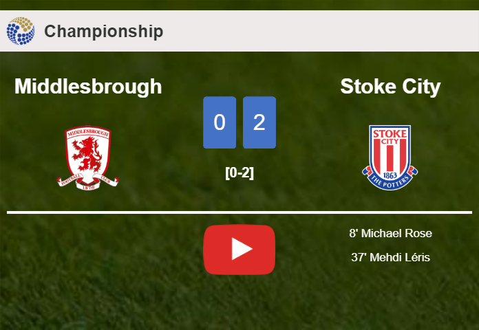 Stoke City conquers Middlesbrough 2-0 on Saturday. HIGHLIGHTS
